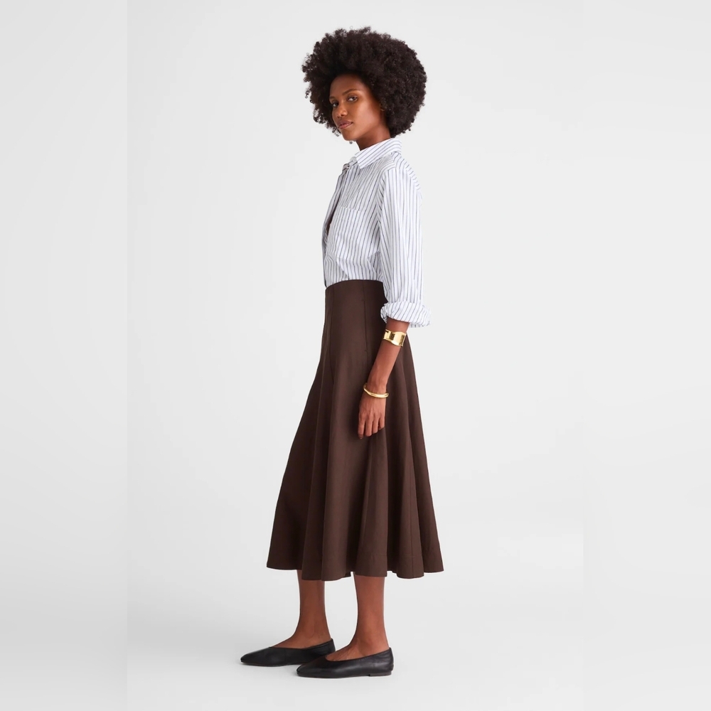 Madewell Paneled Midi Skirt in Cotton-Blend Twill #101 - Picture 3 of 11